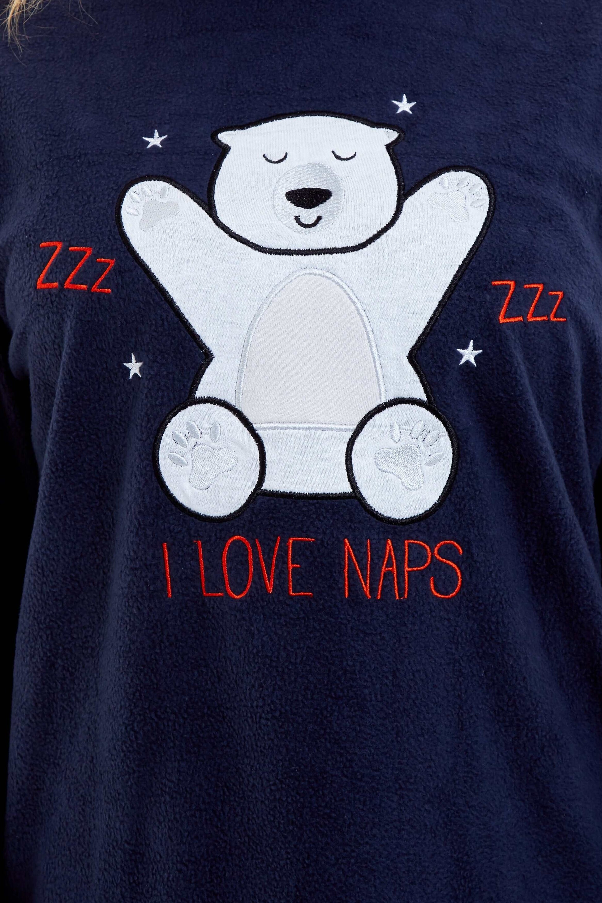 Polar Bear Fleece Pyjama Set, Cosy Everyday Loungewear, Christmas Gift Idea. Buy now for £17.00. A Pyjamas by Daisy Dreamer. 12-14, 16-18, 18-20, 8-10, animal, blue, check, christmas, daisy dreamer, festive, fleece, gift, ladies, long sleeve, loungewear,