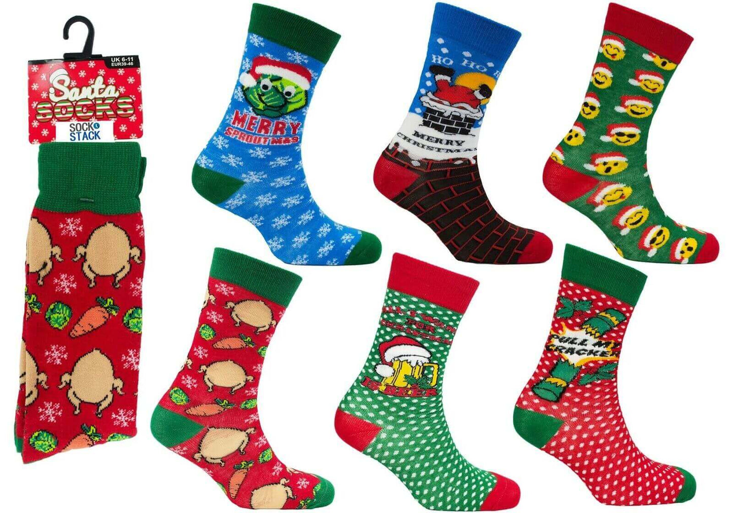 Pack Of 12 Men's Christmas Socks Novelty Xmas Stocking Filler. Buy now for £10.00. A Socks by Sock Stack. 6-11, assorted, beer, boys, christmas, comfortable, cotton, emoji, father christmas, festive, grinch, home, mens, mens socks, novelty, polyester, san