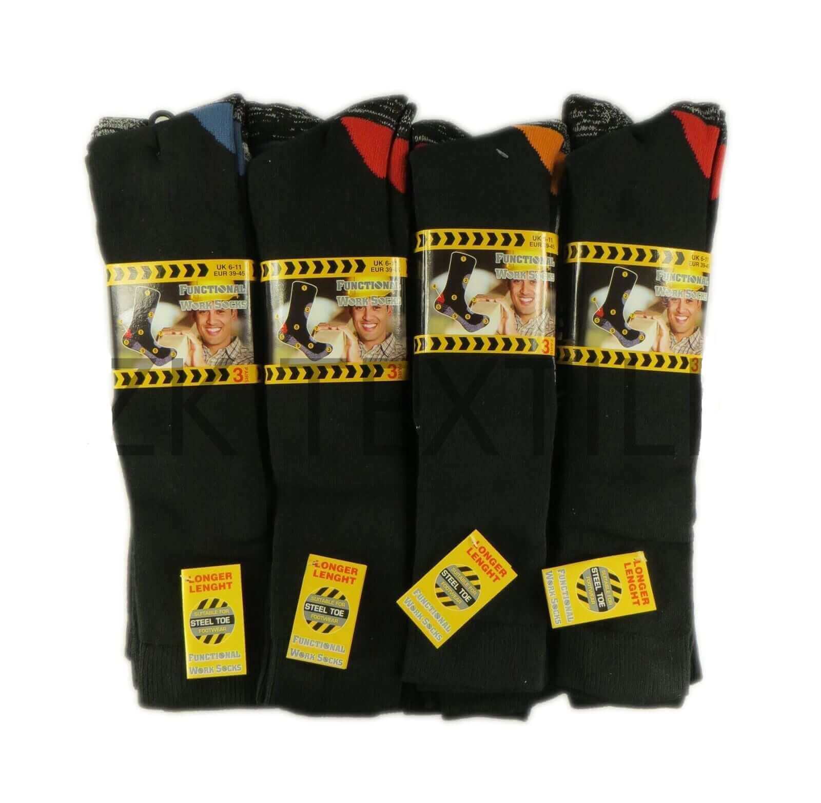 6 Pairs Of Long Men's Functional Work Socks, Knee Length Work Boot Socks. Buy now for £10.00. A Socks by Sock Stack. 6-11, assorted, athletics, black, black socks, boot, boot socks, boys socks, comfortable, cosy, cotton, dress socks, elastane, hiking, kne
