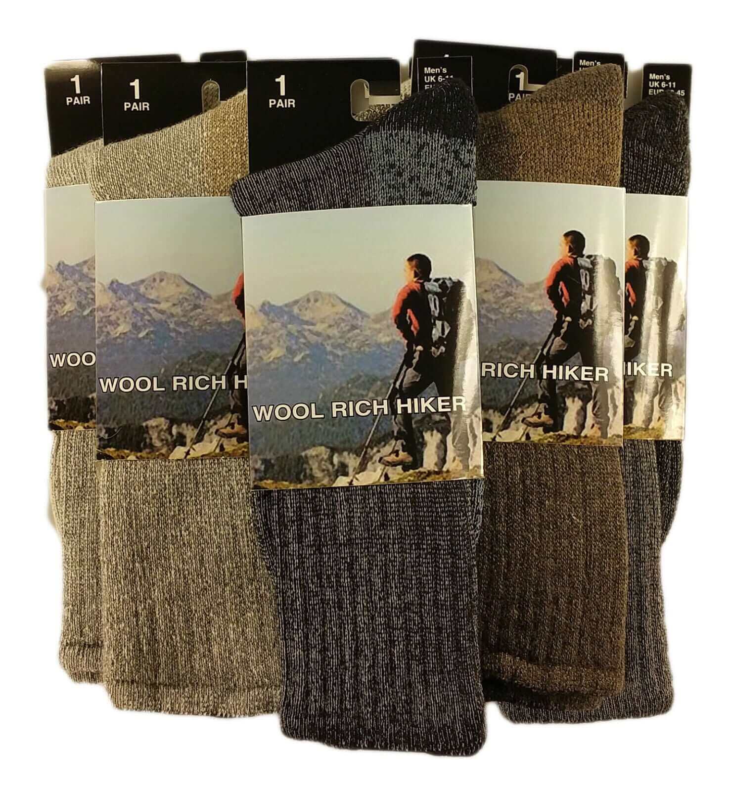 3 Pairs Of Men's Wool Hiking Trekking Socks, Thick Chunky Walking Boot Socks. Buy now for £9.00. A Socks by Sock Stack. 6-11, acrylic, assorted, boot socks, boys socks, breathable, brown, chunky, clothing, comfortable, cream, grey, hiking, long socks, men