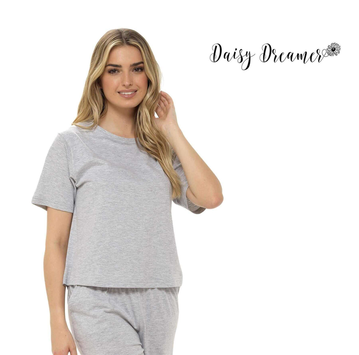Super Soft Women's Jersey Marl Loungewear Pyjama Set Comfortable Fit Pants Trendy Design Ideal for All Seasons Blue or Grey by Daisy Dreamer Pyjamas