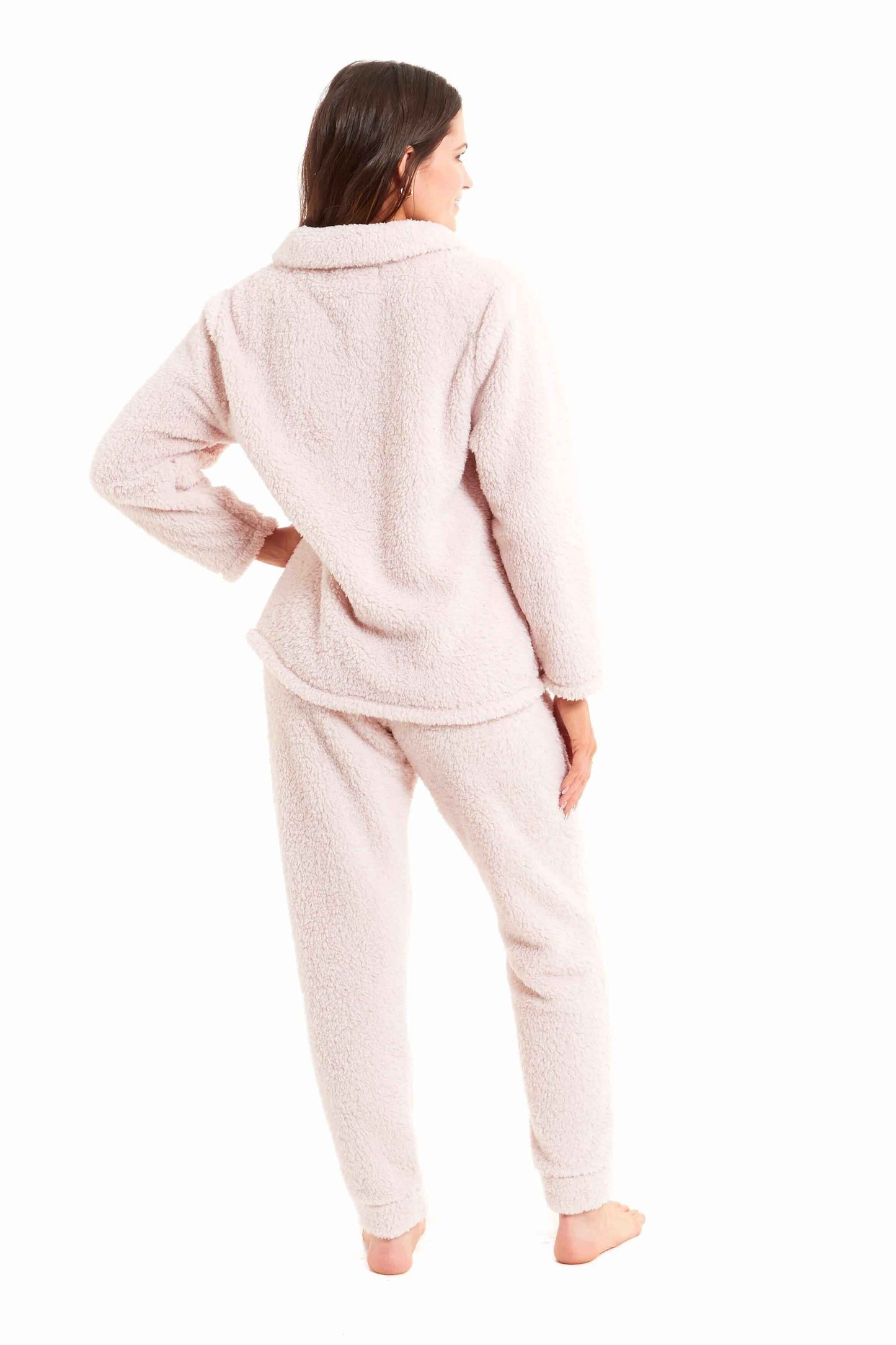 Women s Super Soft Teddy Fleece Loungewear Set Cozy Elasticated Waistband Pants and Zip Front Top in Pink Grey Cream Luxurious Nightwear by Daisy Dreamer. Buy Now For 20.00