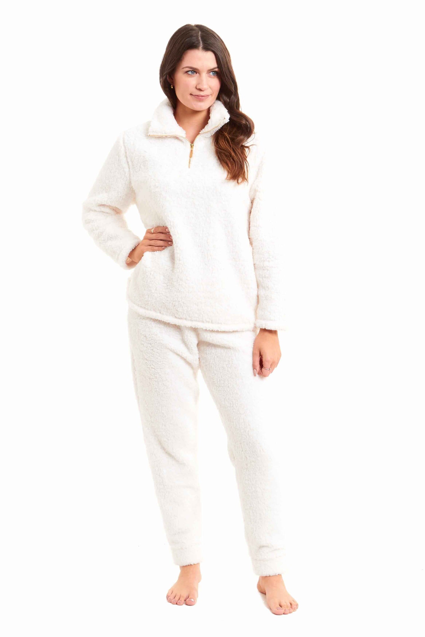 Women's Teddy Fleece Lounge Set Fluffy Cosy Zip Pyjama. Buy now for £20.00. A Pyjamas by Daisy Dreamer. 12-14, 16-18, 20-22, 8-10, blush pink, bridesmaid, charcoal, cream, dusky pink, elasticated, fleece, grey, gym, hotel, ladies, large, loungewear, mediu