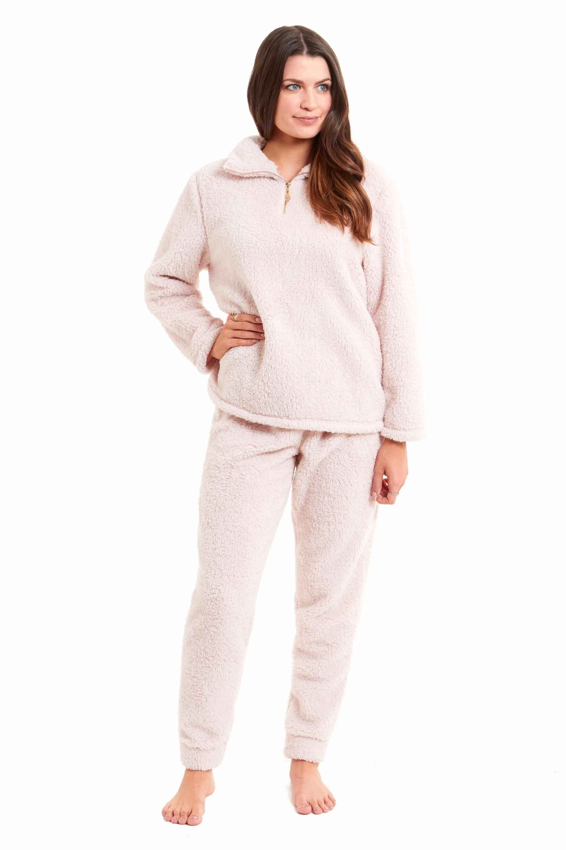 Women's Teddy Fleece Lounge Set Fluffy Cosy Zip Pyjama. Buy now for £20.00. A Pyjamas by Daisy Dreamer. 12-14, 16-18, 20-22, 8-10, blush pink, bridesmaid, charcoal, cream, dusky pink, elasticated, fleece, grey, gym, hotel, ladies, large, loungewear, mediu