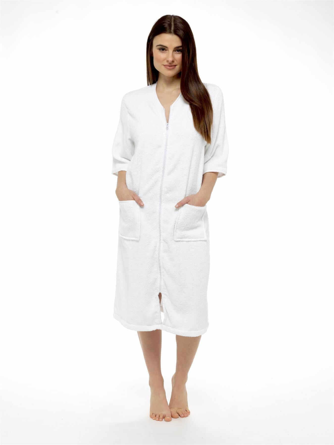 Women's Terry Towelling Zip Through Bath Robe, 100% Cotton Dressing Gown. Buy now for £20.00. A Robe by Daisy Dreamer. 12-14, 16-18, 20-22, 8-10, bath robe, bridesmaid, cotton, dressing gown, gym, hotel, ladies, lilac, loungewear, mint, navy, nightwear, p