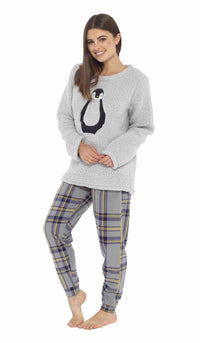 Ultra Soft Women's Teddy Fleece Pyjama Set Cozy Penguin Design Super Warm Sleepwear with Elasticated Waistband for Cold Nights by Daisy Dreamer Pyjamas