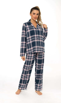 Women's Soft Brushed Cotton Flannelette Pajama Set with Elastic Waistband Cozy Check Pattern Sleepwear for All Seasons Small to XLarge by Daisy Dreamer Pyjamas