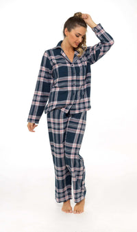 Women's Soft Brushed Cotton Flannelette Pajama Set with Elastic Waistband Cozy Check Pattern Sleepwear for All Seasons Small to XLarge by Daisy Dreamer Pyjamas
