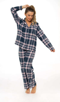 Women's Soft Brushed Cotton Flannelette Pajama Set with Elastic Waistband Cozy Check Pattern Sleepwear for All Seasons Small to XLarge by Daisy Dreamer Pyjamas