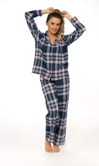 Women's Soft Brushed Cotton Flannelette Pajama Set with Elastic Waistband Cozy Check Pattern Sleepwear for All Seasons Small to XLarge by Daisy Dreamer Pyjamas