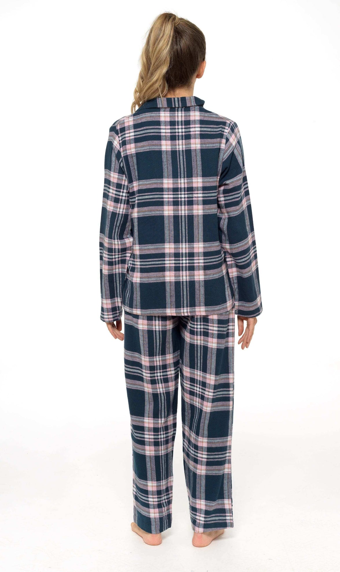 Women's Soft Brushed Cotton Flannelette Pajama Set with Elastic Waistband Cozy Check Pattern Sleepwear for All Seasons Small to XLarge by Daisy Dreamer Pyjamas