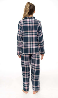 Women's Soft Brushed Cotton Flannelette Pajama Set with Elastic Waistband Cozy Check Pattern Sleepwear for All Seasons Small to XLarge by Daisy Dreamer Pyjamas