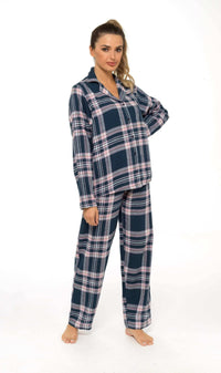 Women's Soft Brushed Cotton Flannelette Pajama Set with Elastic Waistband Cozy Check Pattern Sleepwear for All Seasons Small to XLarge by Daisy Dreamer Pyjamas