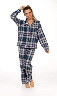 Women's Soft Brushed Cotton Flannelette Pajama Set with Elastic Waistband Cozy Check Pattern Sleepwear for All Seasons Small to XLarge by Daisy Dreamer Pyjamas