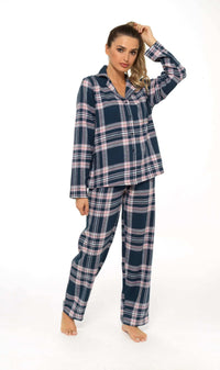 Women's Soft Brushed Cotton Flannelette Pajama Set with Elastic Waistband Cozy Check Pattern Sleepwear for All Seasons Small to XLarge by Daisy Dreamer Pyjamas