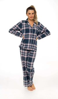 Women's Soft Brushed Cotton Flannelette Pajama Set with Elastic Waistband Cozy Check Pattern Sleepwear for All Seasons Small to XLarge by Daisy Dreamer Pyjamas