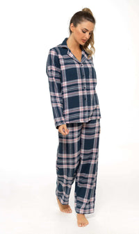 Women's Soft Brushed Cotton Flannelette Pajama Set with Elastic Waistband Cozy Check Pattern Sleepwear for All Seasons Small to XLarge by Daisy Dreamer Pyjamas