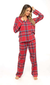 Women's Soft Brushed Cotton Flannelette Pajama Set with Elastic Waistband Cozy Check Pattern Sleepwear for All Seasons Small to XLarge by Daisy Dreamer Pyjamas