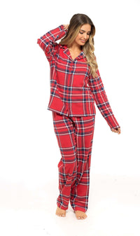 Women's Soft Brushed Cotton Flannelette Pajama Set with Elastic Waistband Cozy Check Pattern Sleepwear for All Seasons Small to XLarge by Daisy Dreamer Pyjamas