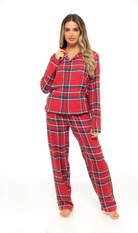 Women's Soft Brushed Cotton Flannelette Pajama Set with Elastic Waistband Cozy Check Pattern Sleepwear for All Seasons Small to XLarge by Daisy Dreamer Pyjamas