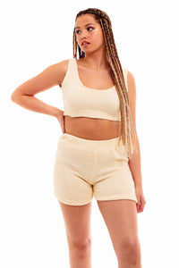 Women's Ultra-Soft Teddy Fleece Crop Top and Shorts Pyjama Loungewear Set Cozy Fluffy Nightwear Perfect for Home Comfort and Relaxation by Daisy Dreamer Pyjamas