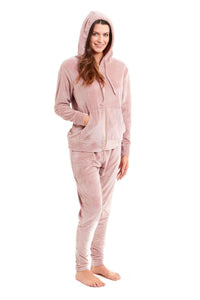 Women’s Velour Fleece Hooded Zip Track Suit Velvet Loungewear Set with Elastic Waistband Comfortable All-Day Wear Multiple Styles and Sizes by Daisy Dreamer Pyjamas
